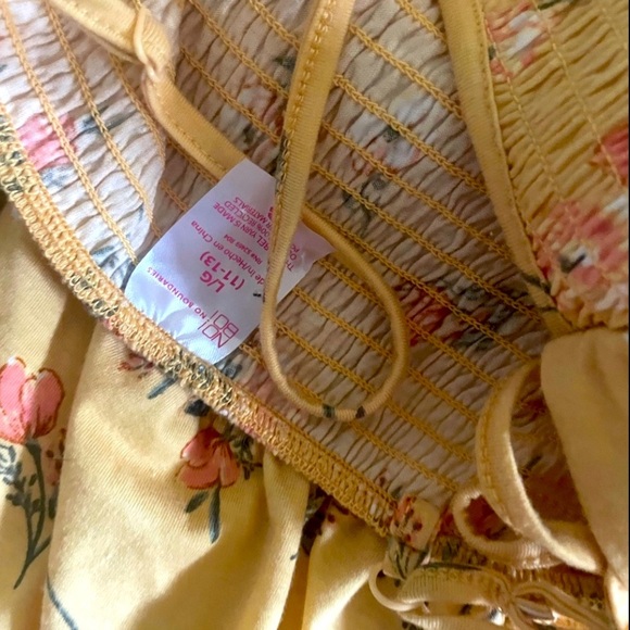 Floral yellow wide leg Strapless Jumpsuit with tie back bow - Picture 13 of 14